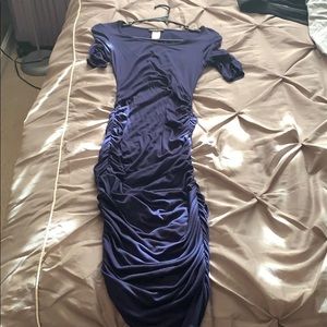 Navy Blue Dress Ruched Dress